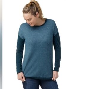 Smartwool Shadow Pine Colorblock Wool Sweater S Mist Blue Cabincore Cozy Minimal